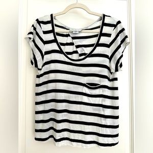 A.L.C. striped oversized t shirt S black white top split back
